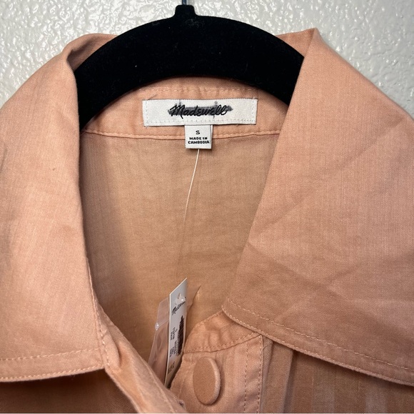 NWT Madewell Utility-Pocket Button-Up Shirt Coral Women’s Small - Picture 3 of 6
